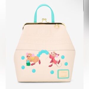 NWT Loungefly Disney Cinderella Gus Gus and Jaq Cream and Blue Backpack